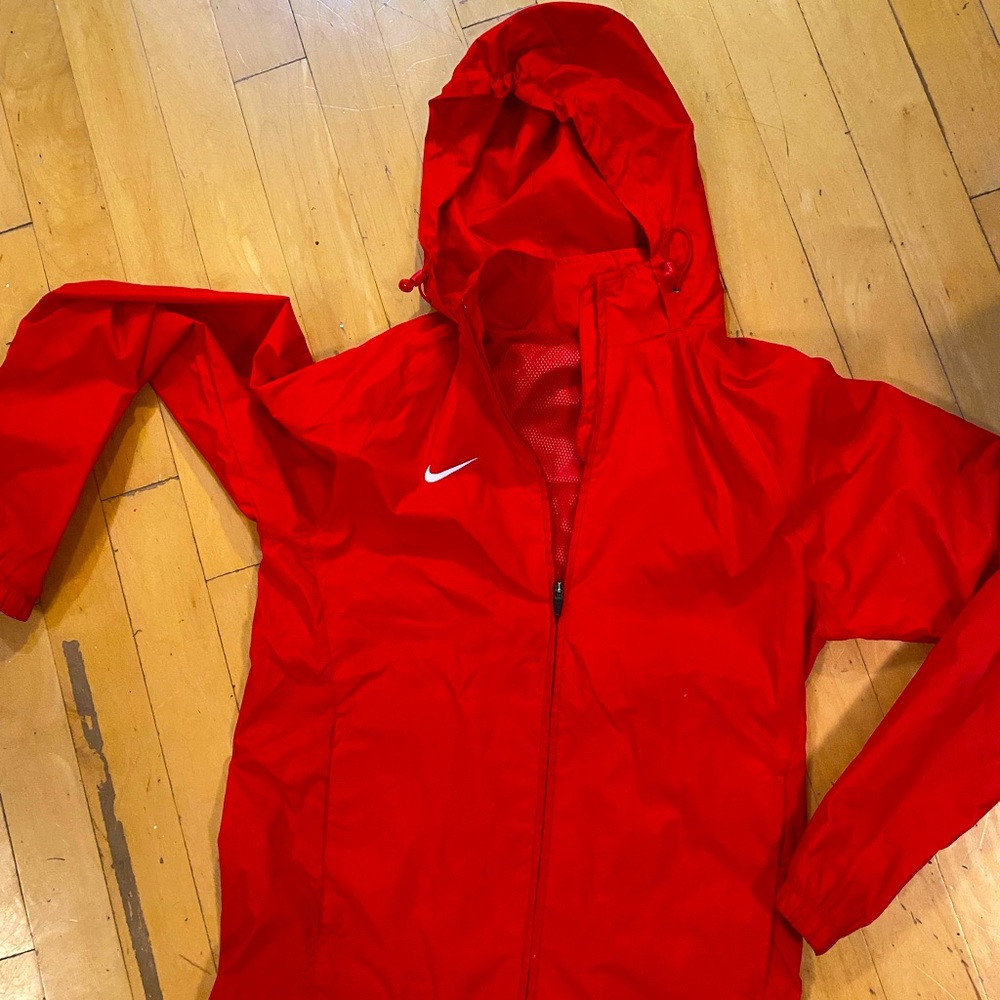 Nike Women’s Red Hooded Rain Jacket